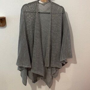 Open Knit Grey Shawl Cardigan